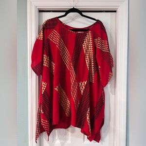 Dezigns By Kamohoalii Kulamanu Top Sz L fits 3X+ Red & Gold Kapala Hawaiian NEW!